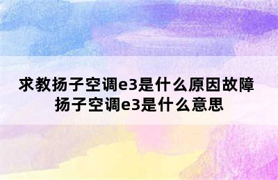 求教扬子空调e3是什么原因故障 扬子空调e3是什么意思